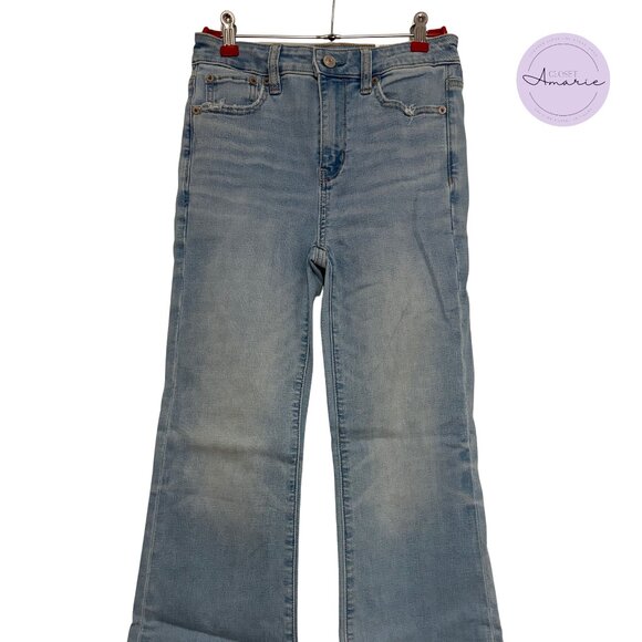 American Eagle Super High-Rise Light Wash Flare, 0 Short, NWT - Picture 1 of 6